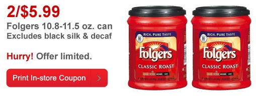Today ONLY Print NEW Folgers Coupon = $2 50 Coffee