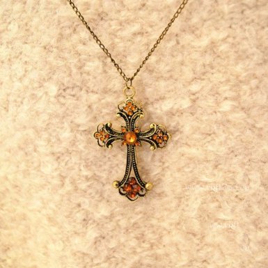 Amazon Vintage Champagne Cross Pendant With Chain