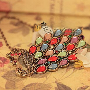 Amazon Rainbow Stoned Peacock Necklace
