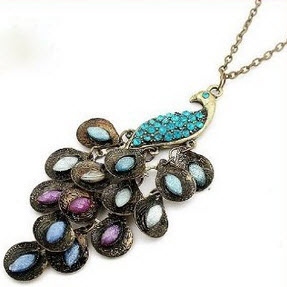 Amazon Retro Peacock Crystal Necklace Pendant