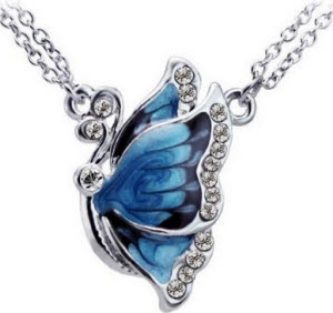 Amazon Blue Butterfly Pendant Necklace