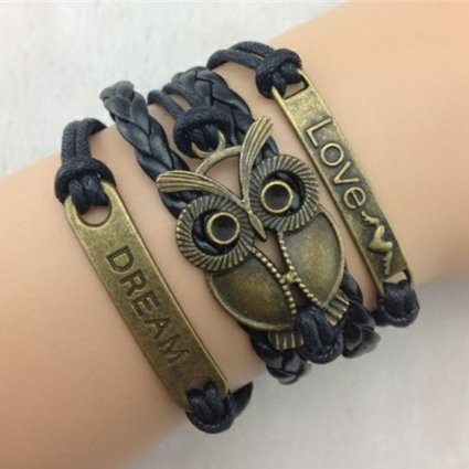 Amazon Brown Infinity Retro Owl Bracelet