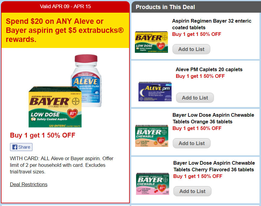 Bayer Aspirin & Aleve PM 32¢ Per Bottle!