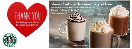 Starbucks Coupon for Valentine's Day