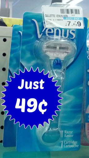 Venus Razor As Low As 49¢ Sunday & Monday Only!