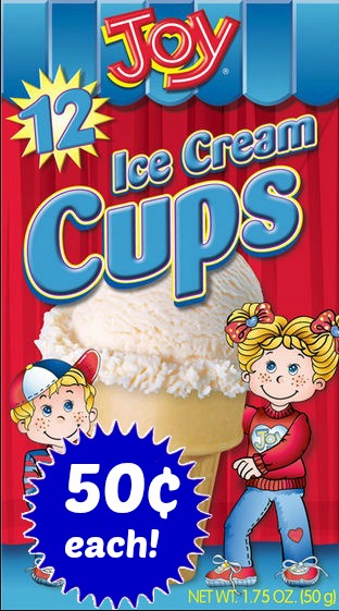 50¢ Joy Ice Cream Cones!