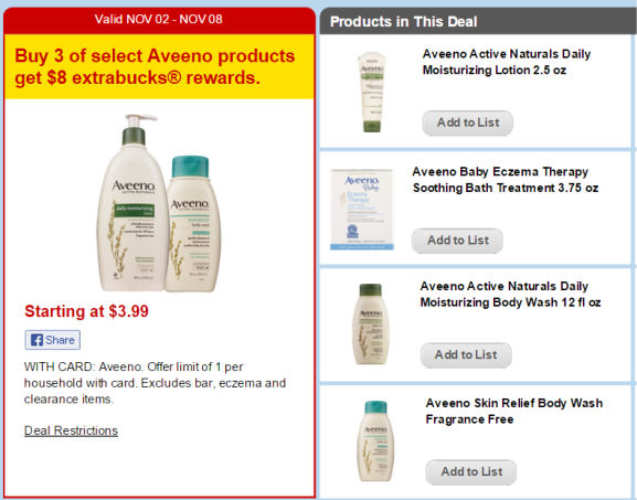 Aveeno Products Starting At 83¢ Next Week!