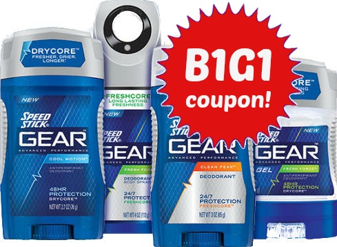 New Speed Stick Gear B1G1 Coupon -- Long Expiration Date!