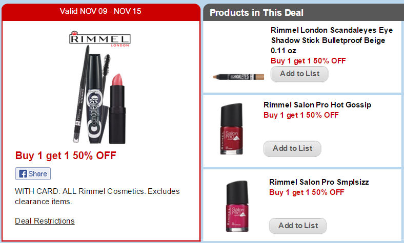 Rimmel Cosmetics Starting at $1.24 Each Next Week!