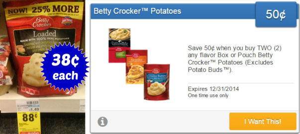 Grab Two Betty Crocker Potatoes for 38¢ Each!