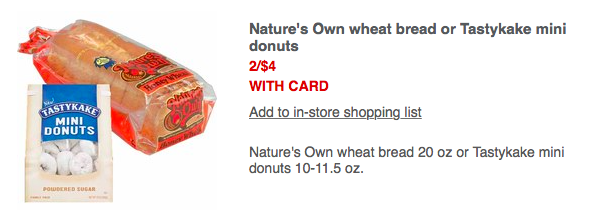 Nature's Own Bread Coupons