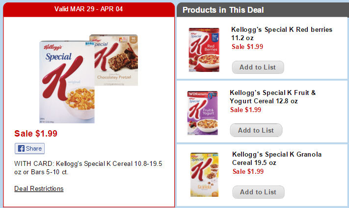 Special K Cereal Just $1.49 Next Week!