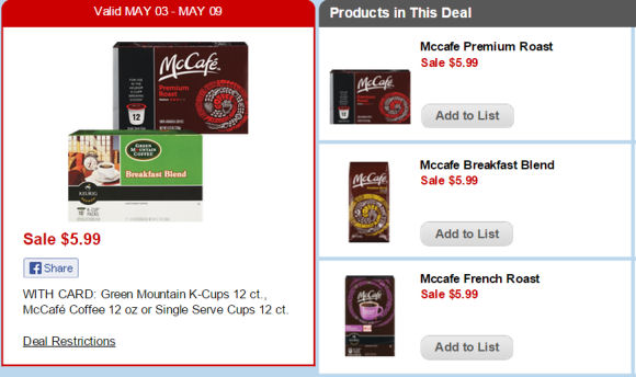 McCafé Coffee Deals