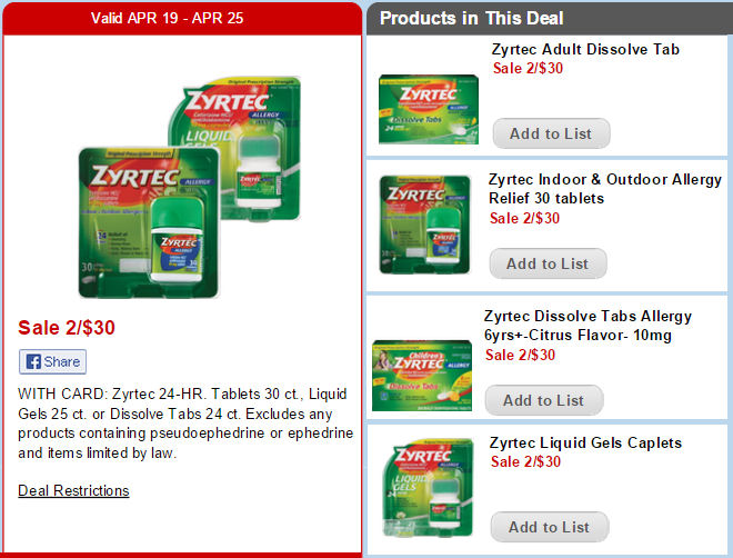 Save 55% on Adult & Children's Zyrtec Next Week!