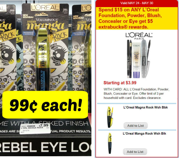 L'Oréal Miss Manga Rock Mascara 99¢ Each Next Week!