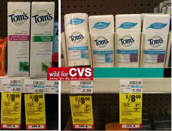 Tom's of Maine Deodorants & Toothpaste $1.50 Each!