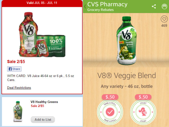 Pick Up New V-8 Healthy Greens Juice for $1.50!