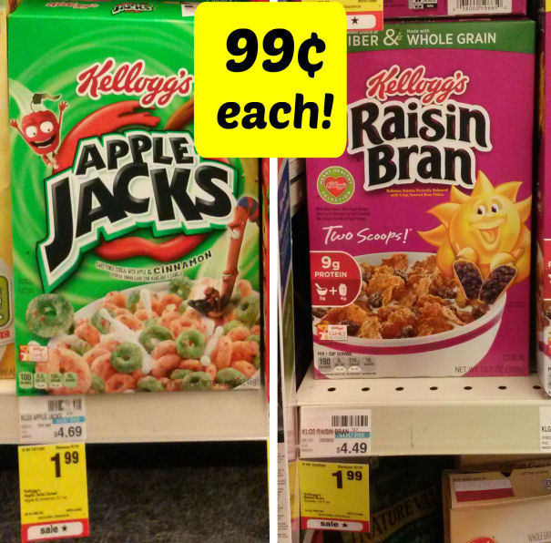 Kellogg's Apple Jacks & Raisin Bran Just 99¢ Each!