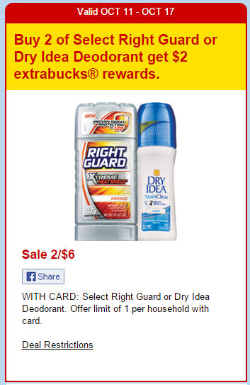 Right Guard & Dry Idea deal