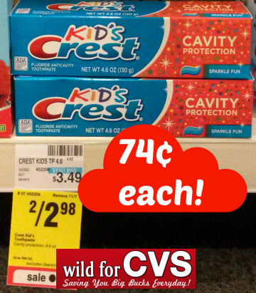 Crest Kid's Toothpaste Just 74¢ Each!