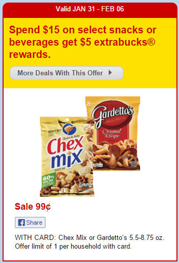 Chex mix or Gardetto's 69¢ Each!