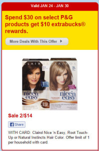 Clairol Hair Color 84¢ Today Only!