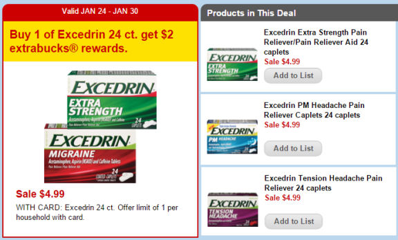 Excedrin As Low As $1.49 Next Week