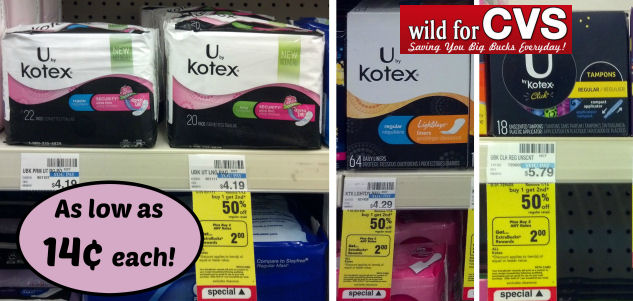 U by Kotex As Low As 14¢!