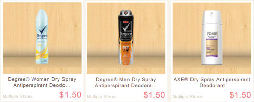 Degree & Axe Dry Sprays Just 67¢ Each!