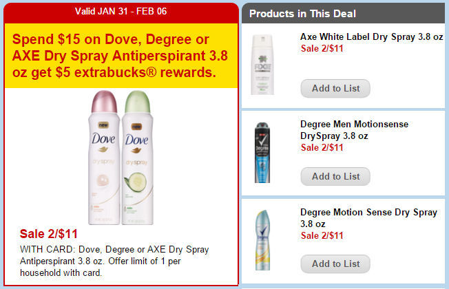 Degree & Axe Dry Sprays Just 67¢ Each!