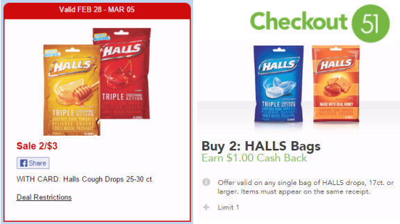 Halls Drops Just 50¢ Each!