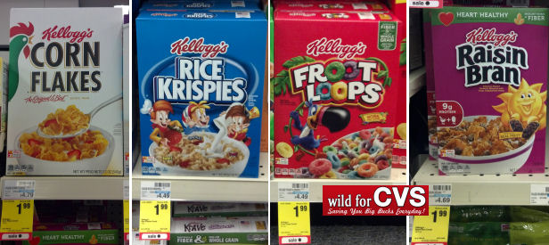 Kellogg's cereals $1.49 Each