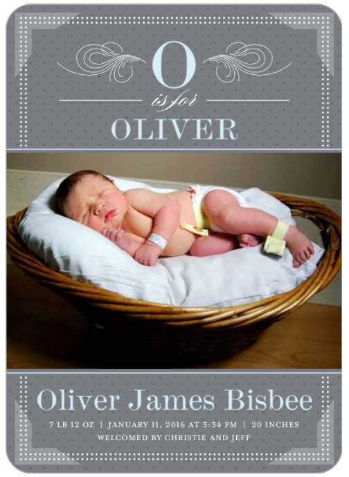 Oliver James Birth Annoucement