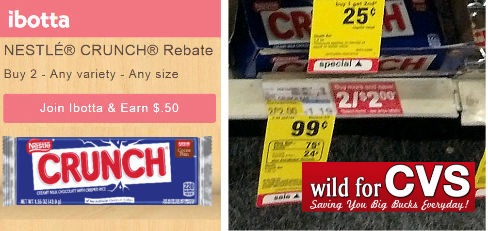 New Ibotta for Nestle Crunch Bars - 37¢ Each!