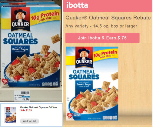 quaker square cereal deal