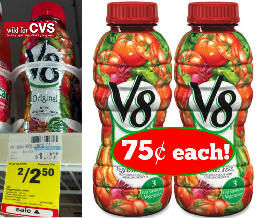 V8 100% Vegetable Juice 12oz Bottles Just 75¢!