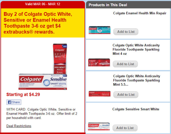 Colgate Optic White Toothpaste As Low As 29¢!