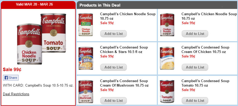 Campbell's Condensed Soups 89¢ Each