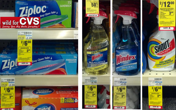 Ziploc, Windex, Shout, Scrubbing Bubbles - As Low As $1.33 Each!