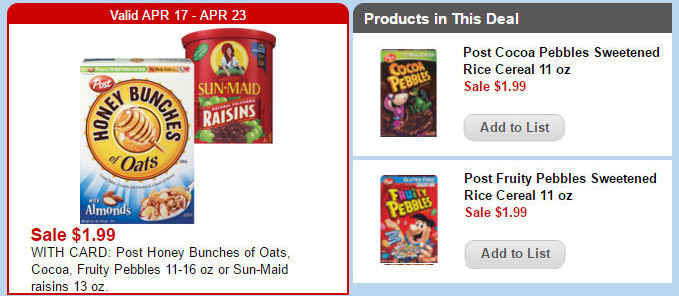 Post Pebbles Cereals $1.49 Next Week!