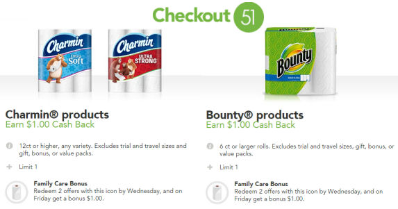 Bounty & Charmin checkout offers