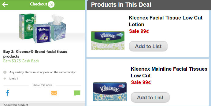 kleenex tissue deals