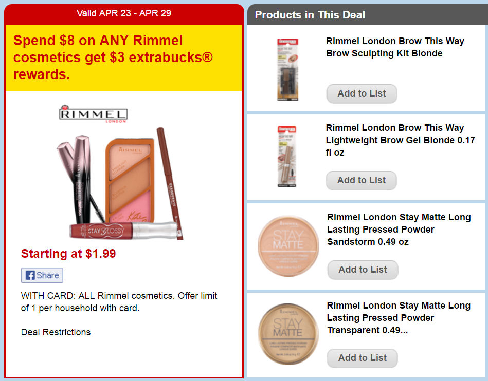 Rimmel cosmetics deal