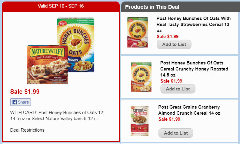 honey bunches and great grains deals