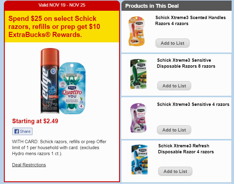 schick deals