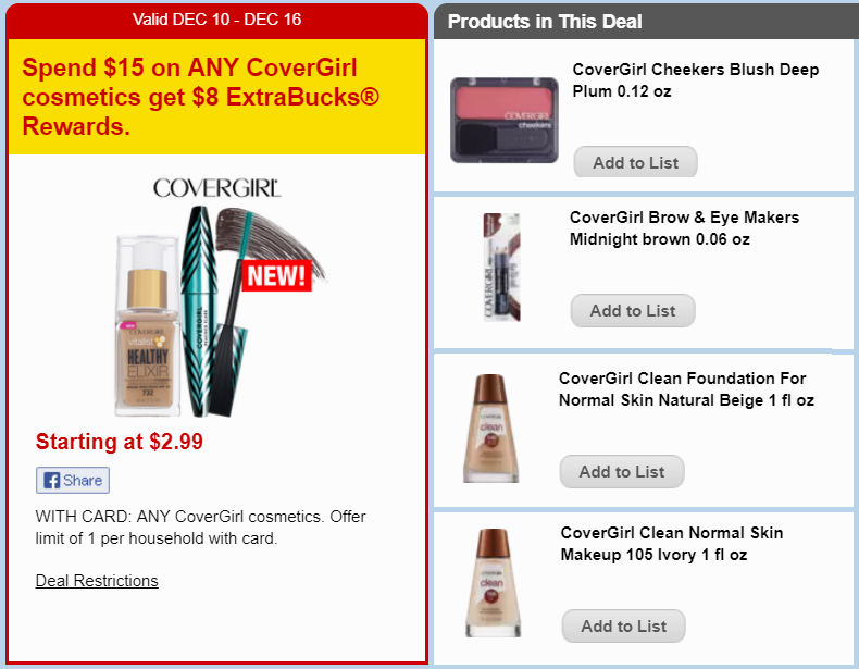 Covergirl cosmetics deals