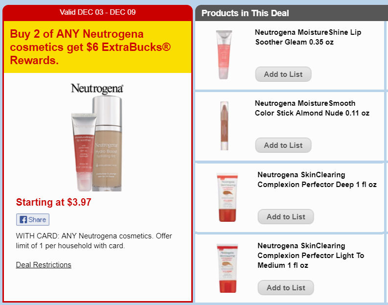 neutrogena cosmetics ecb deal