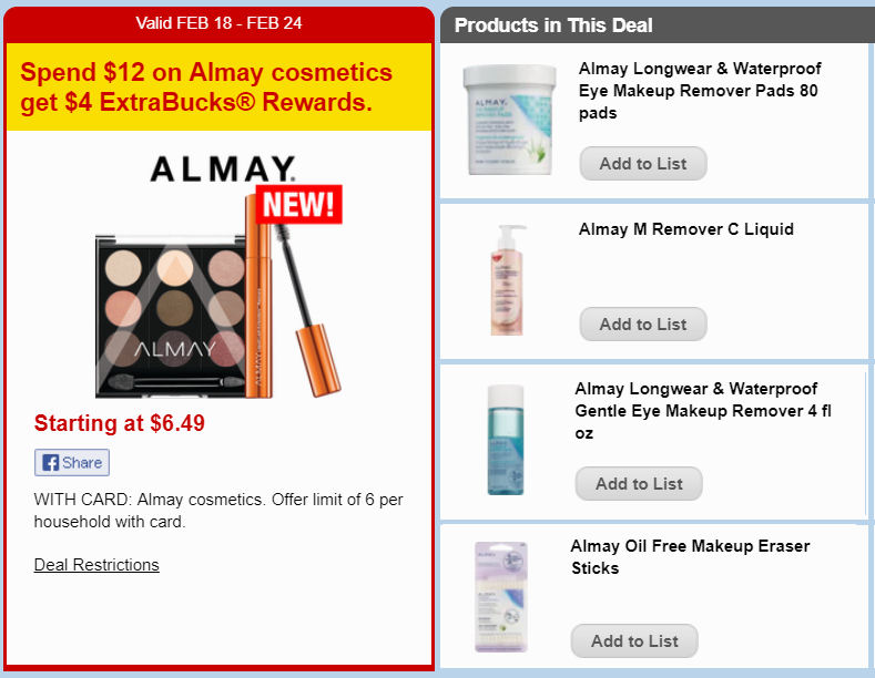 almay cosmetics ecb deal