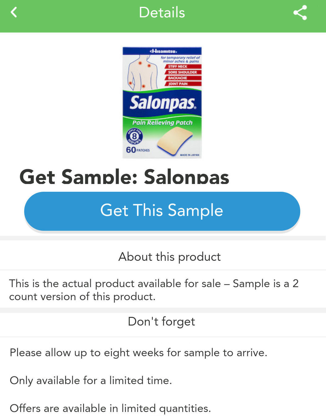 salonpas free sample